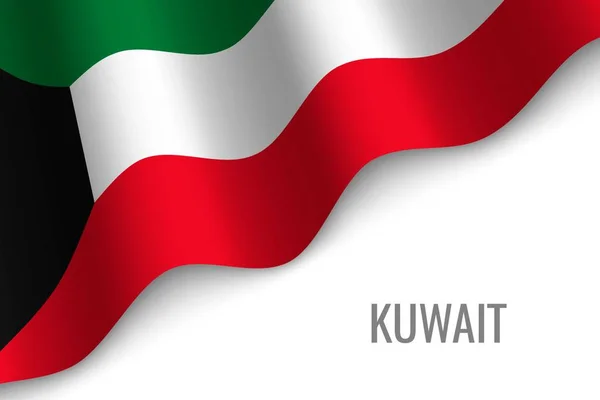 Sventolando Bandiera Del Kuwait Con Copyspace Modello Brochure Illustrazione Vettoriale — Vettoriale Stock