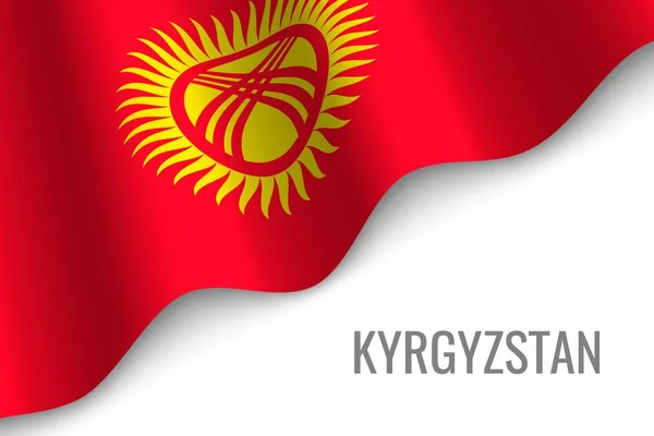 Viftande Flagga Kirgizistan Med Copyspace Mall För Broschyr Vektorillustration — Stock vektor