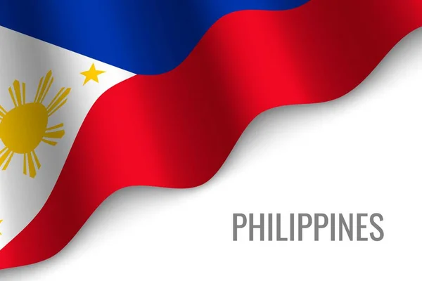 Acenando Bandeira Das Filipinas Com Copyspace Modelo Para Brochura Ilustração — Vetor de Stock