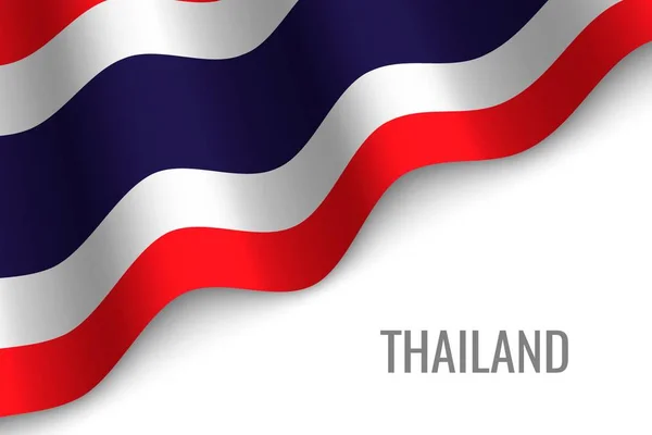 Ondeando Bandera Tailandia Con Copyspace Plantilla Para Folleto Ilustración Vectorial — Archivo Imágenes Vectoriales