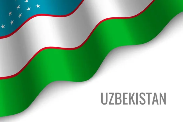 Ondeando Bandera Uzbekistán Con Copyspace Plantilla Para Folleto Ilustración Vectorial — Archivo Imágenes Vectoriales