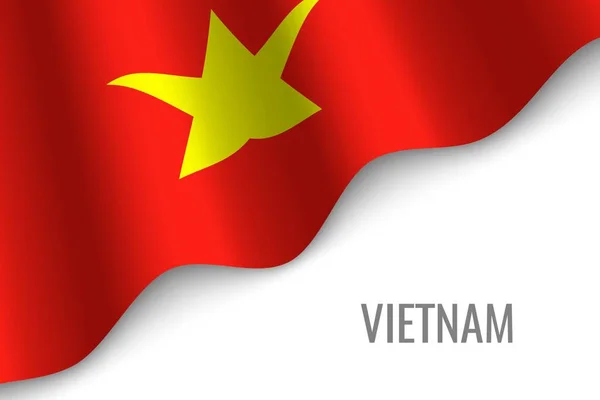 Ondeando Bandera Vietnam Con Copyspace Plantilla Para Folleto Ilustración Vectorial — Archivo Imágenes Vectoriales