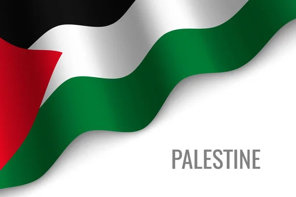 Boşaltmak Ile Filistin Bayrağı Sallayarak Broşür Şablonu Vektör Çizim — Stok Vektör