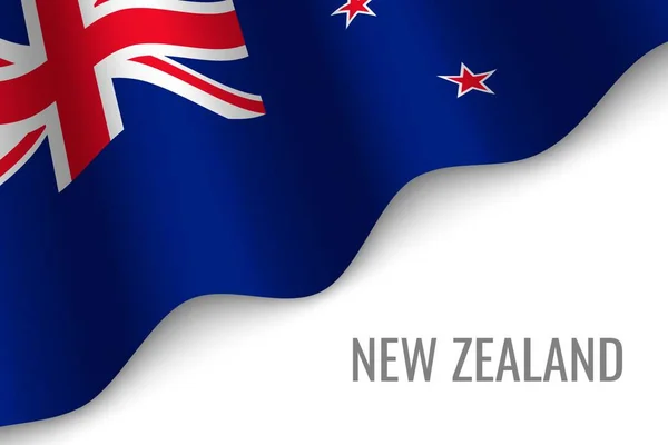 Nya Zeelands Viftande Flagga Med Copyspace Mall För Broschyr Vektorillustration — Stock vektor