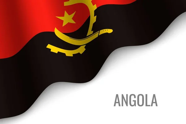 Agitant Drapeau Angola Avec Copyspace Modèle Brochure Illustration Vectorielle — Image vectorielle