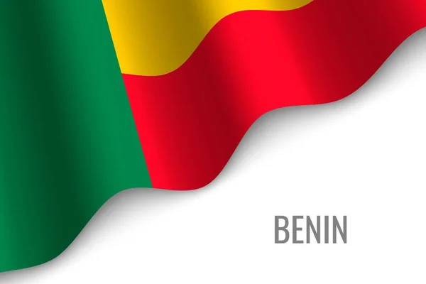 Ondeando Bandera Benin Con Copyspace Plantilla Para Folleto Ilustración Vectorial — Vector de stock