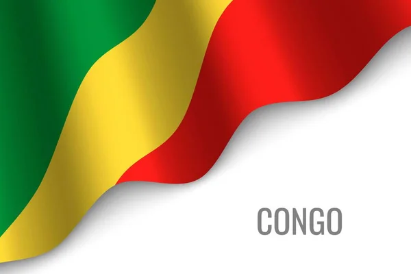 Ondeando Bandera República Del Congo Con Copyspace Plantilla Para Folleto — Vector de stock