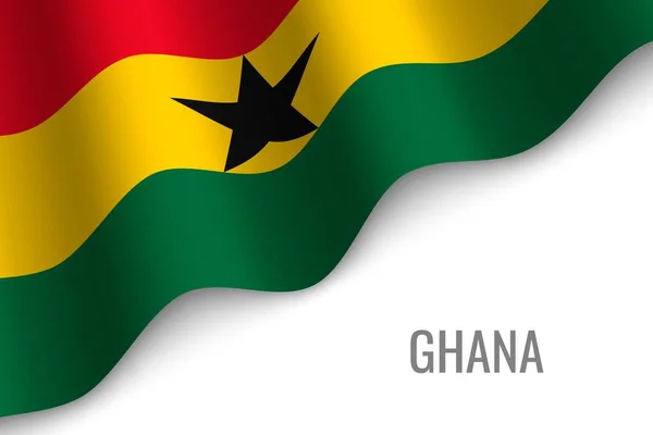 Wapperende Vlag Van Ghana Met Copyspace Sjabloon Voor Brochure Vectorillustratie — Stockvector