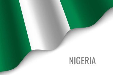 boşaltmak ile dalgalanan bayrak Nijerya. Broşür şablonu. vektör çizim