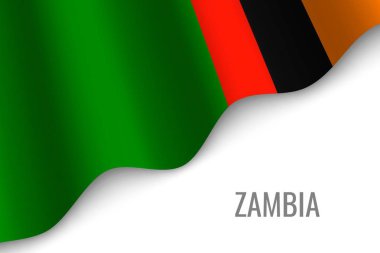 boşaltmak ile Zambiya bayrağı sallayarak. Broşür şablonu. vektör çizim