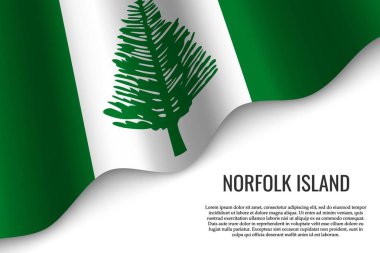 Norfolk Adası bayrağı sallayarak bir Avustralya şeffaf arka plan üzerinde bölgedir. Başlık sayfası veya poster için şablon.