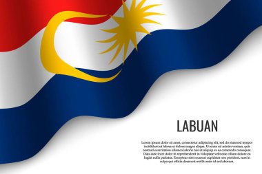 Labuan bayrağı sallayarak bir Malezya şeffaf arka plan üzerinde bölgedir. Başlık sayfası veya poster için şablon. vektör çizim