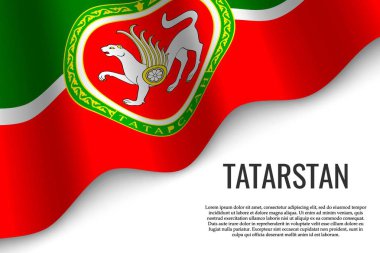 Tataristan Cumhuriyeti bayrağı sallayarak bir Rusya'nın şeffaf arka plan üzerinde bölgesidir. Başlık sayfası veya poster için şablon. vektör çizim