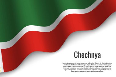 Çeçenistan bayrağı sallayarak bir Rusya'nın şeffaf arka plan üzerinde bölgesidir. Başlık sayfası veya poster için şablon. vektör çizim