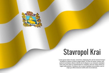 Stavropol Krayı bayrağı sallayarak bir Rusya'nın şeffaf arka plan üzerinde bölgesidir. Başlık sayfası veya poster için şablon. vektör çizim