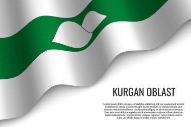 Kurgan Oblastı bayrağı sallayarak bir Rusya'nın şeffaf arka plan üzerinde bölgesidir. Başlık sayfası veya poster için şablon. vektör çizim