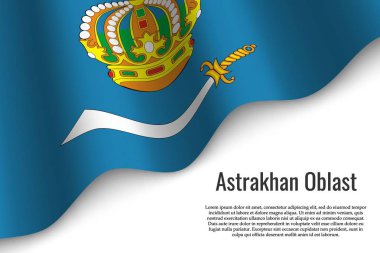 Astrahan Oblast bayrağı sallayarak bir Rusya'nın şeffaf arka plan üzerinde bölgesidir. Başlık sayfası veya poster için şablon. vektör çizim