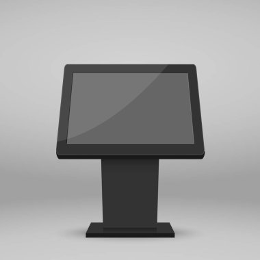 Dijital multimedya stand şablonu. İzole mockup
