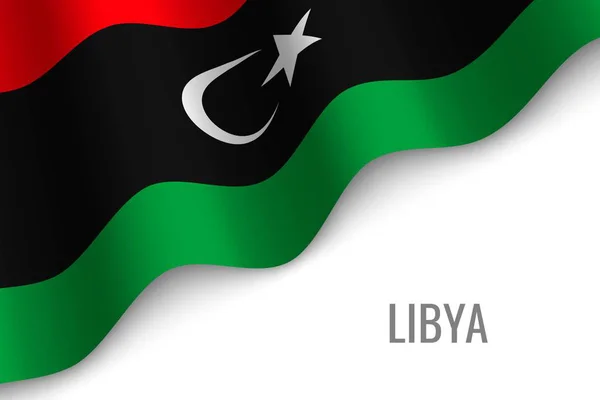 Ondeando Bandera Libia Con Copyspace Plantilla Para Folleto Ilustración Vectorial — Archivo Imágenes Vectoriales