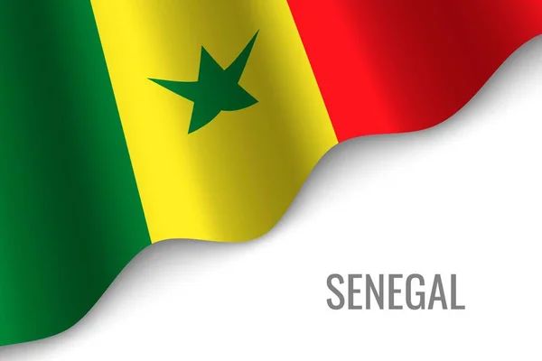 Viftande Flagga Senegal Med Copyspace Mall För Broschyr Vektorillustration — Stock vektor