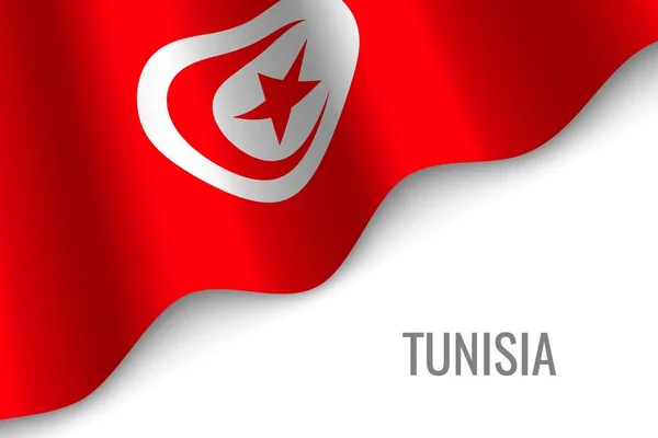 Acenando Bandeira Tunísia Com Copyspace Modelo Para Brochura Ilustração Vetorial —  Vetores de Stock