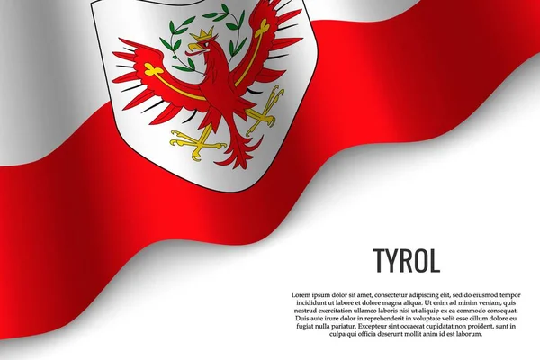 Macha Flagą Tyrolu Jest Region Austrii Białym Tle Szablon Transparent — Wektor stockowy