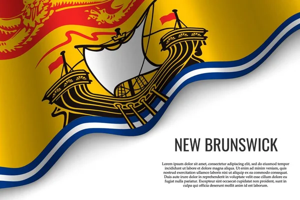 Waving Flag New Brunswick Region Canada Transparent Background Template Banner — Stock Vector