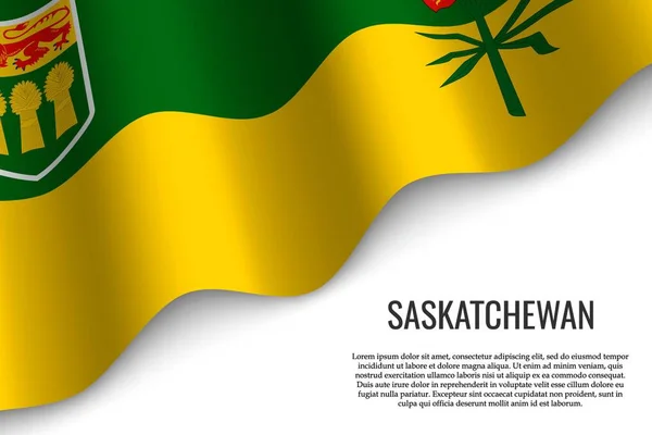 Κυματίζει Σημαία Του Saskatchewan Είναι Μια Περιοχή Του Καναδά Διαφανές — Διανυσματικό Αρχείο