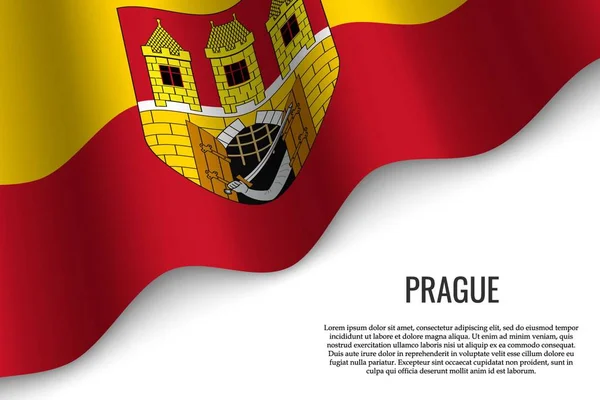 Agitant Drapeau Prague Est Une Ville Une Région République Tchèque — Image vectorielle