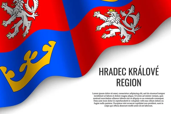 Hradec Kralove 지역의 깃발을 흔들며 바탕에 공화국의 포스터에 — 스톡 벡터