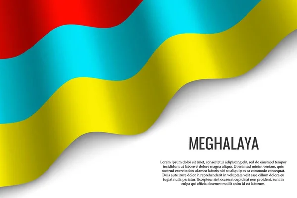 Macha Flagą Meghalaya Jest Region Indii Białym Tle Szablon Transparent — Wektor stockowy