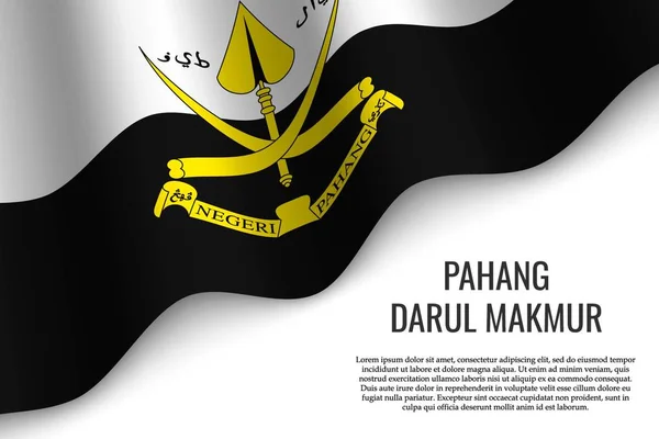 Macha Flagą Pahang Darul Makmur Jest Regionem Malezji Przezroczystym Tle — Wektor stockowy