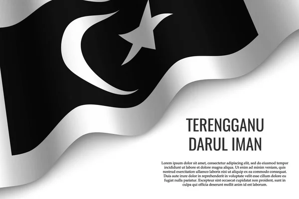 Waving Flag Terengganu Darul Iman Region Malaysia Transparent Background Template — Stock Vector