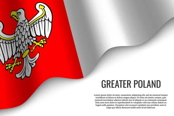 Sventolando Bandiera Della Grande Polonia Provincia Una Regione Della Polonia — Vettoriale Stock