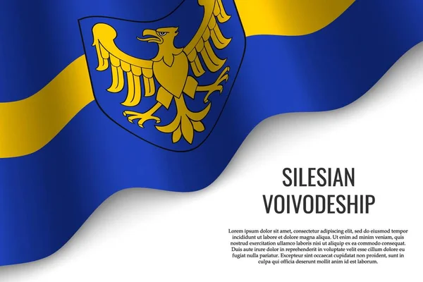 Agitant Drapeau Province Silésie Est Une Région Pologne Sur Fond — Image vectorielle