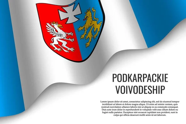 Agitant Drapeau Province Podkarpackie Est Une Région Pologne Sur Fond — Image vectorielle