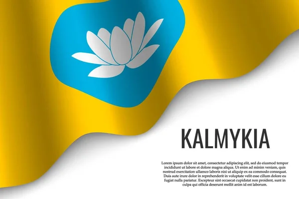 Agitando Bandeira Kalmykia Uma Região Rússia Fundo Transparente Modelo Para — Vetor de Stock