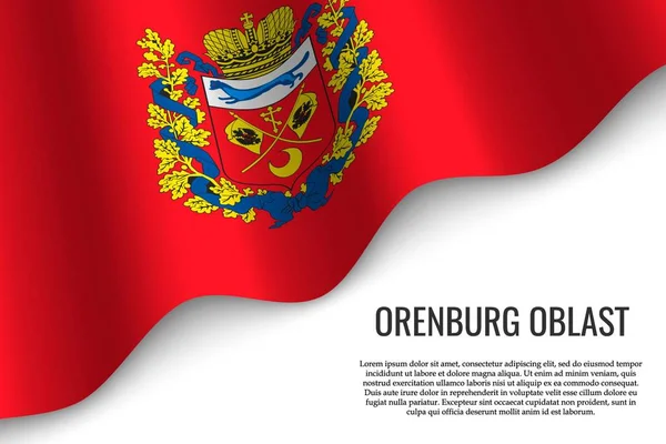 Agitando Bandeira Orenburg Oblast Uma Região Rússia Fundo Transparente Modelo —  Vetores de Stock