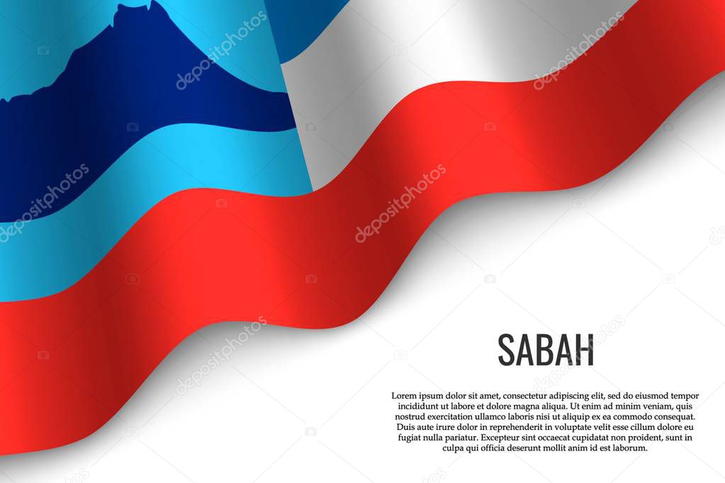 ondeando la bandera de Sabah es una región de Malasia sobre un fondo