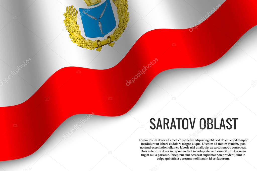 waving flag of Saratov Oblast is a region of Russia on transparent background. Template for banner or poster. vector illustration