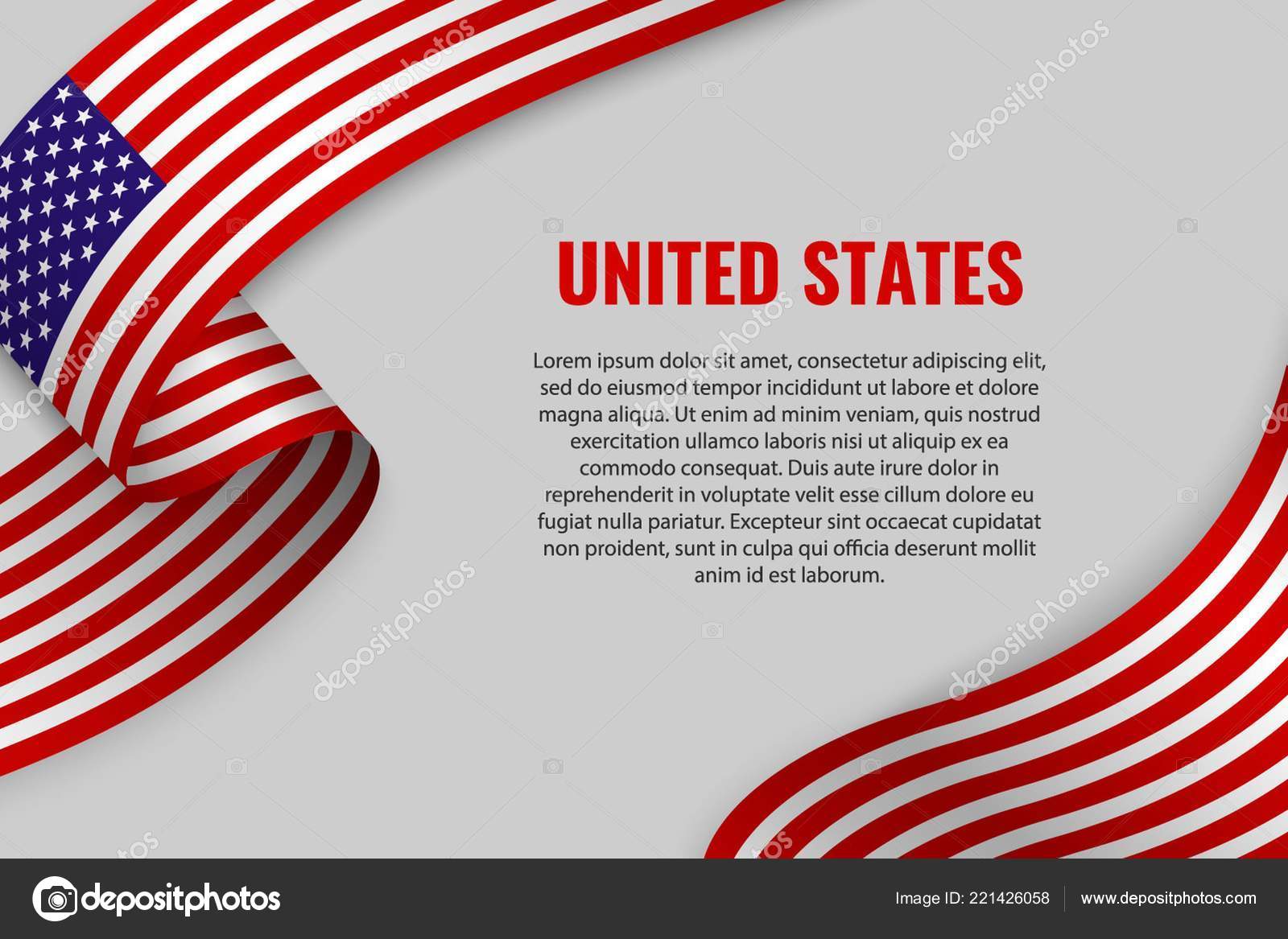 Red and white ribbon illustration, red and white long flowing flag template  vector Stock Vector