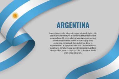 Şerit veya afiş ile Arjantin bayrağı sallayarak. Afiş tasarımı için şablon