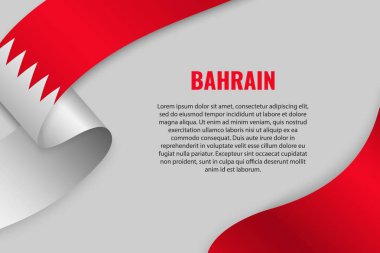 Şerit veya afiş ile Bahreyn bayrağı sallayarak. Afiş tasarımı için şablon