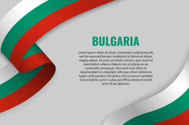 Şerit veya afiş ile Bulgaristan bayrağı sallayarak. Afiş tasarımı için şablon