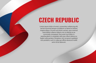 Şerit veya afiş ile Çek Cumhuriyeti bayrağı sallayarak. Afiş tasarımı için şablon