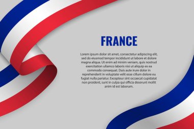 Şerit veya afiş ile Fransa bayrağı sallayarak. Afiş tasarımı için şablon