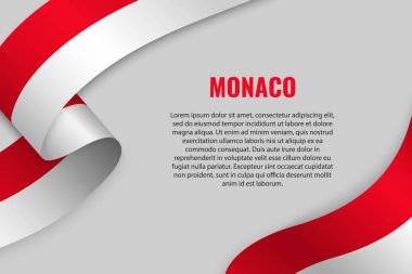 Şerit veya afiş ile Monaco bayrağı sallayarak. Afiş tasarımı için şablon