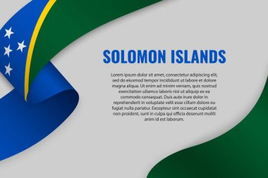 Şerit veya afiş ile Solomon Adaları bayrağı sallayarak. Afiş tasarımı için şablon