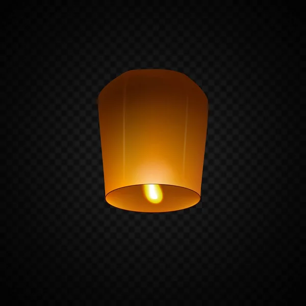 Скай Фонарь Изолирован Прозрачном Фоне Летающая Лампа Шаблон Diwali — стоковый вектор