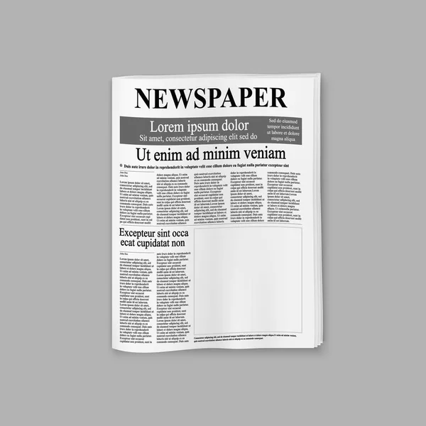 Realistic Newspaper Magazine Mock Blank Front Page — Stock Vector